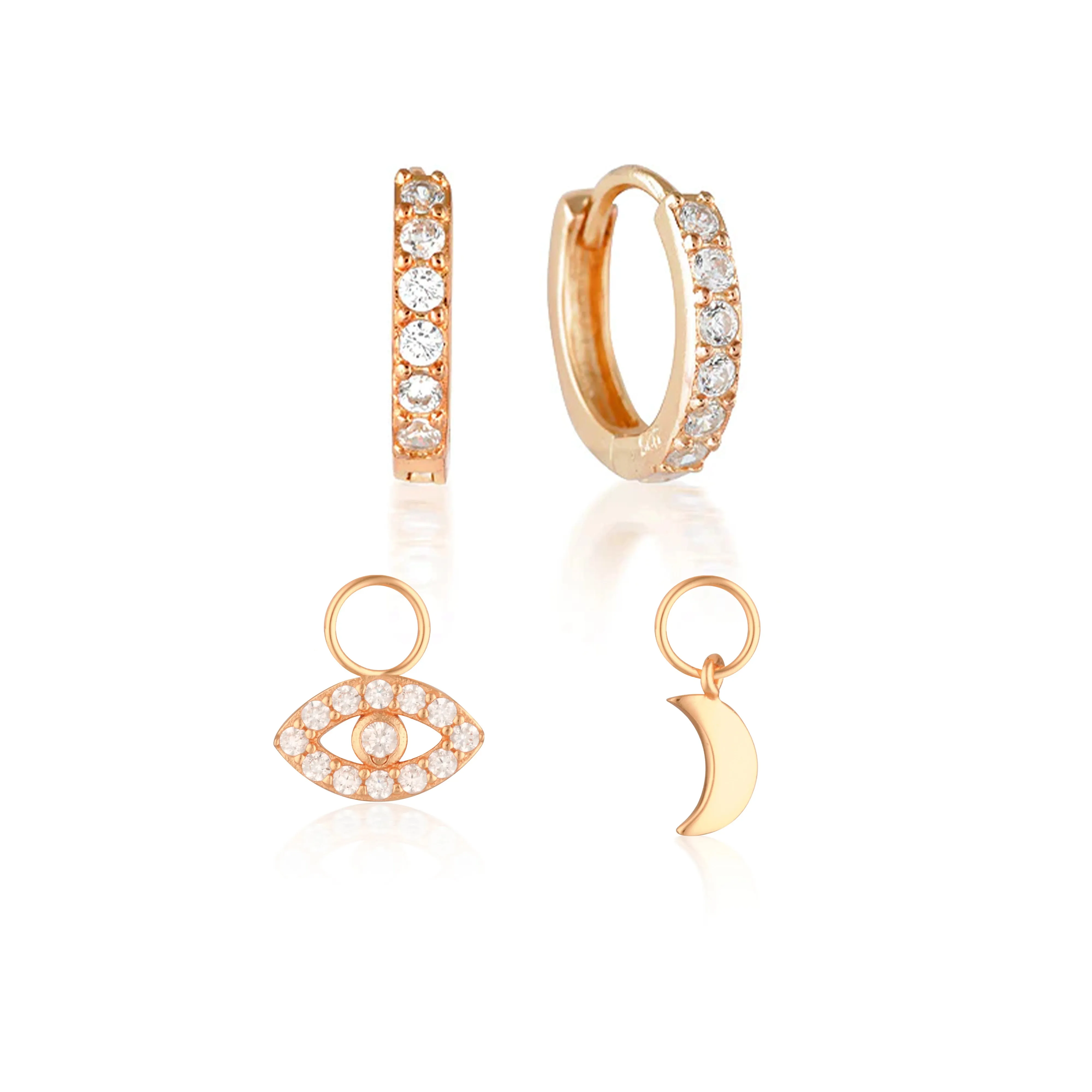 Build Your Earring Set Jet Rose Gold