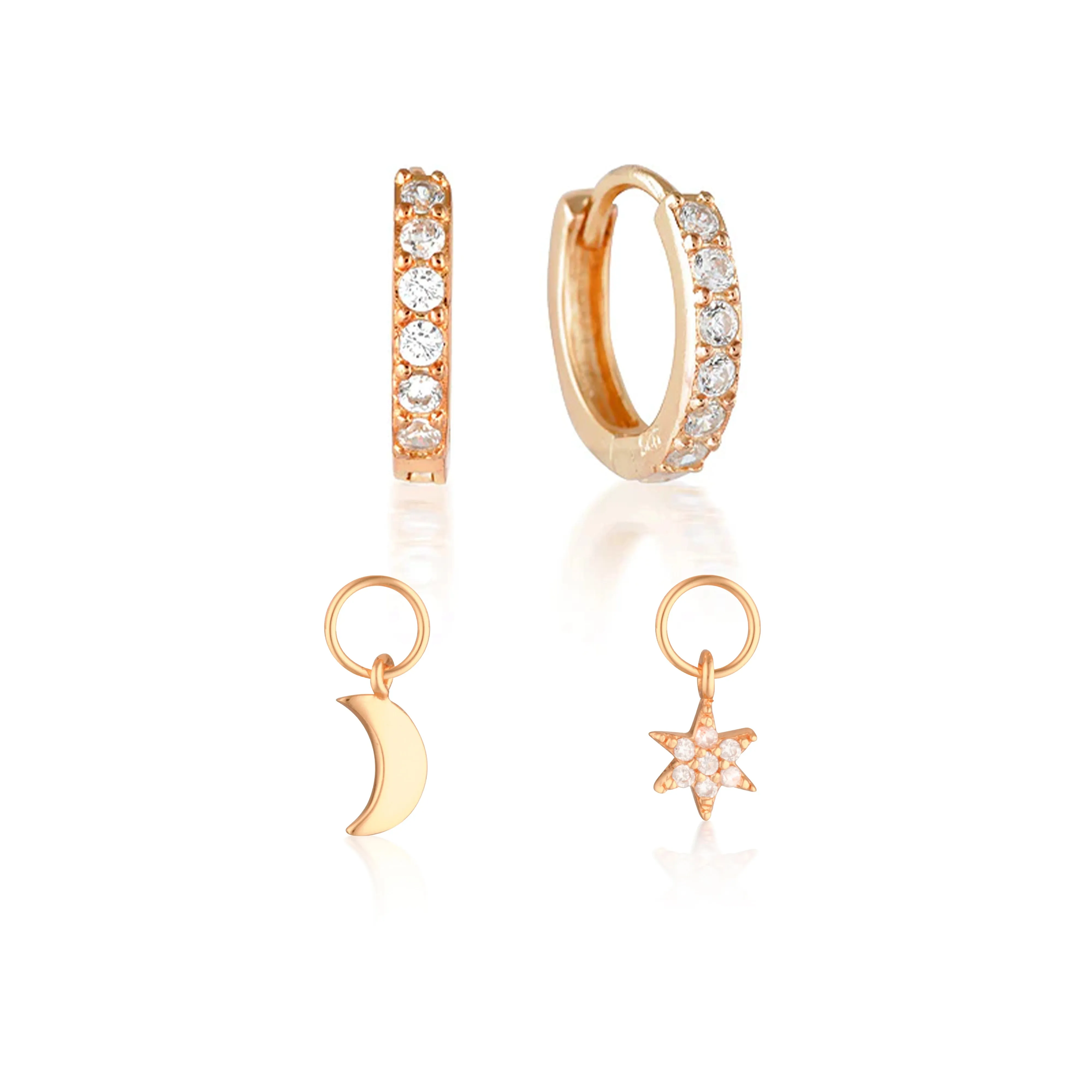Build Your Earring Set Jet Rose Gold