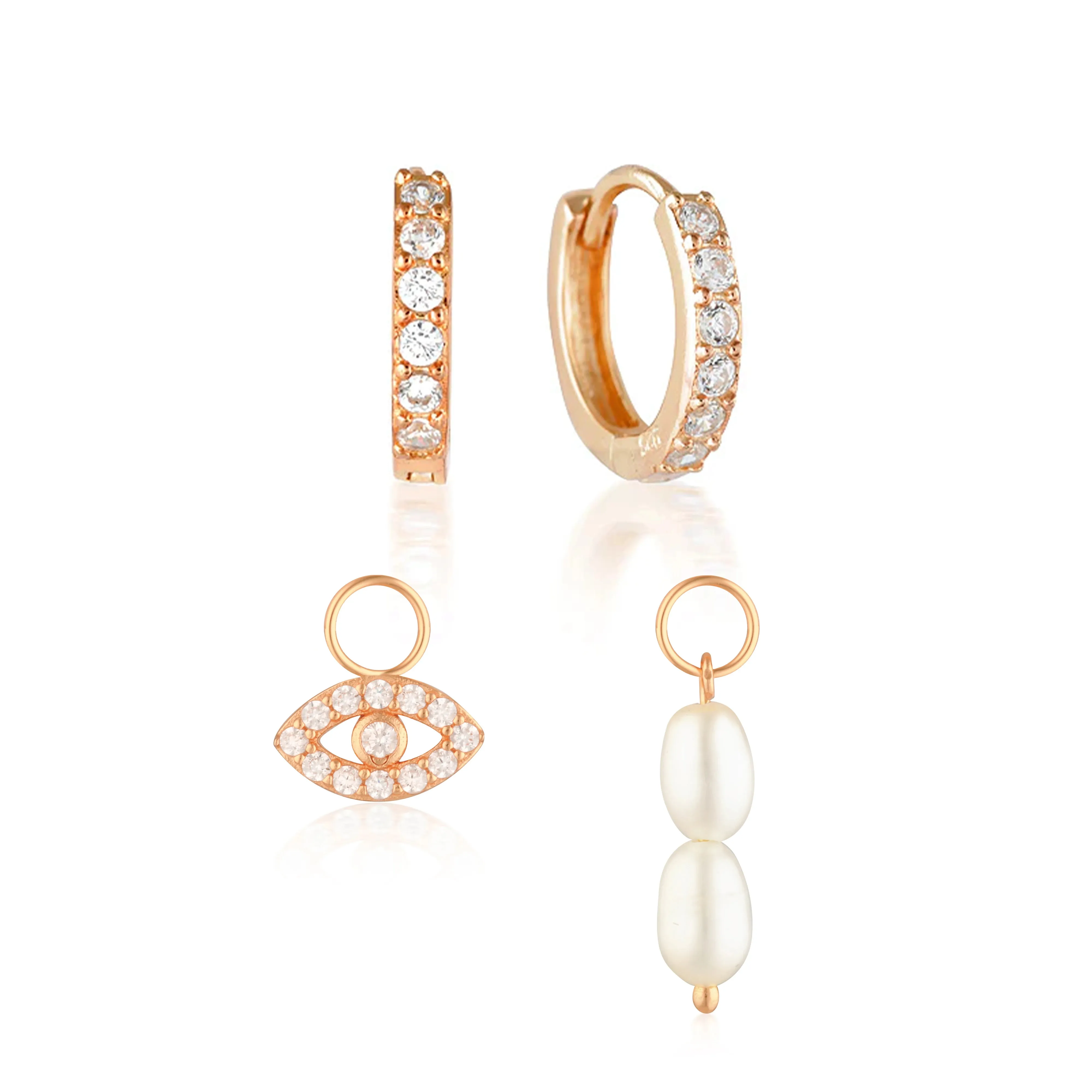 Build Your Earring Set Jet Rose Gold