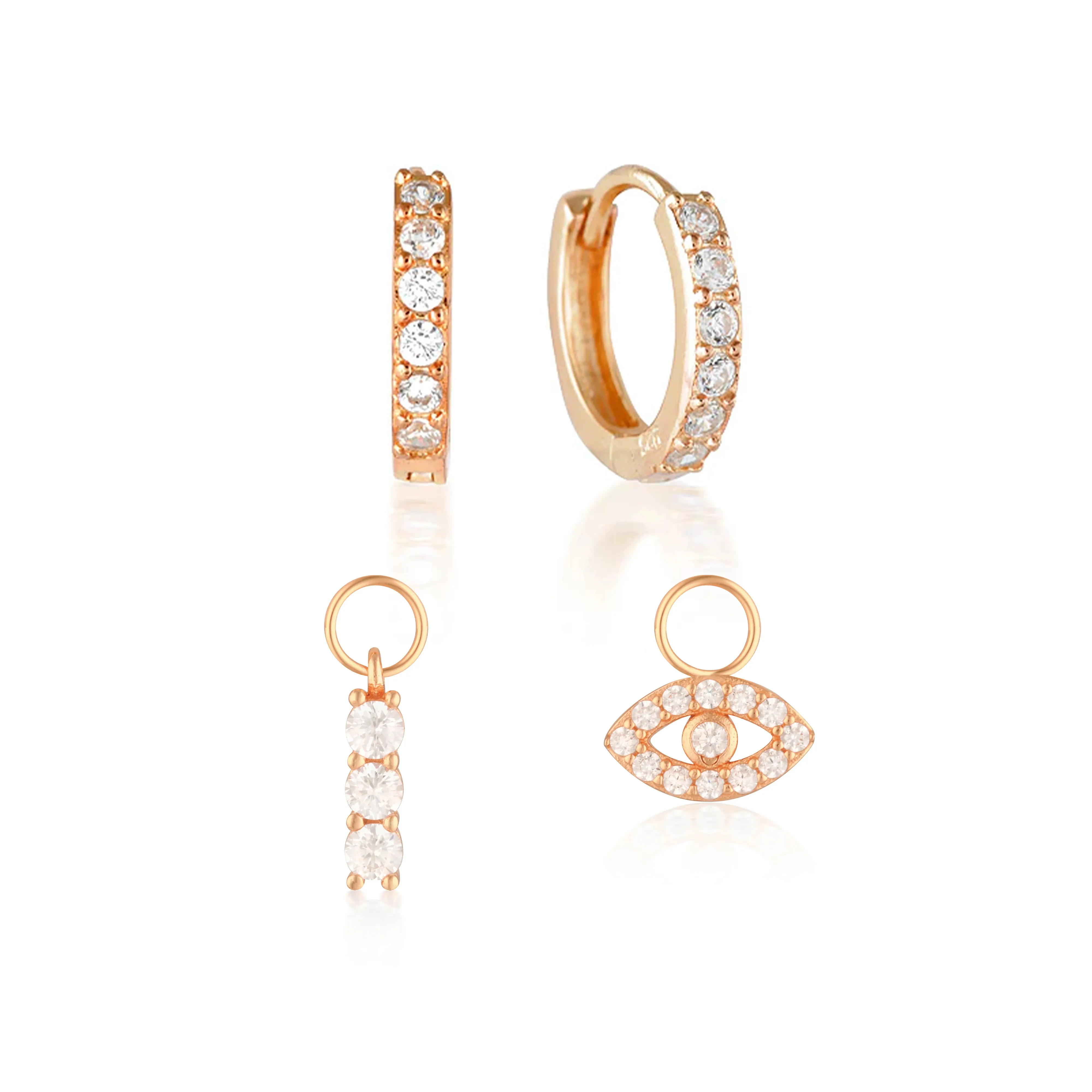 Build Your Earring Set Jet Rose Gold
