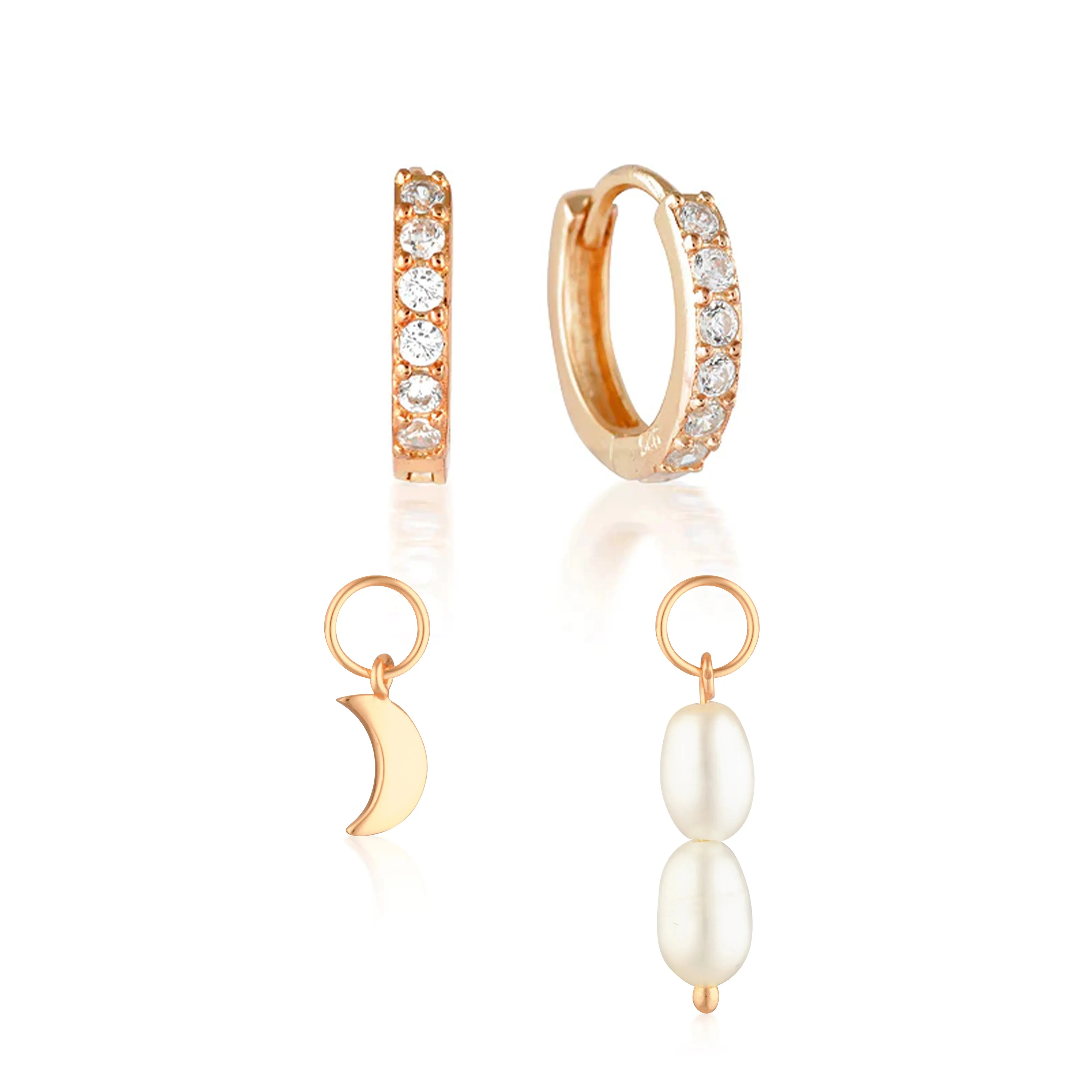 Build Your Earring Set Jet Rose Gold