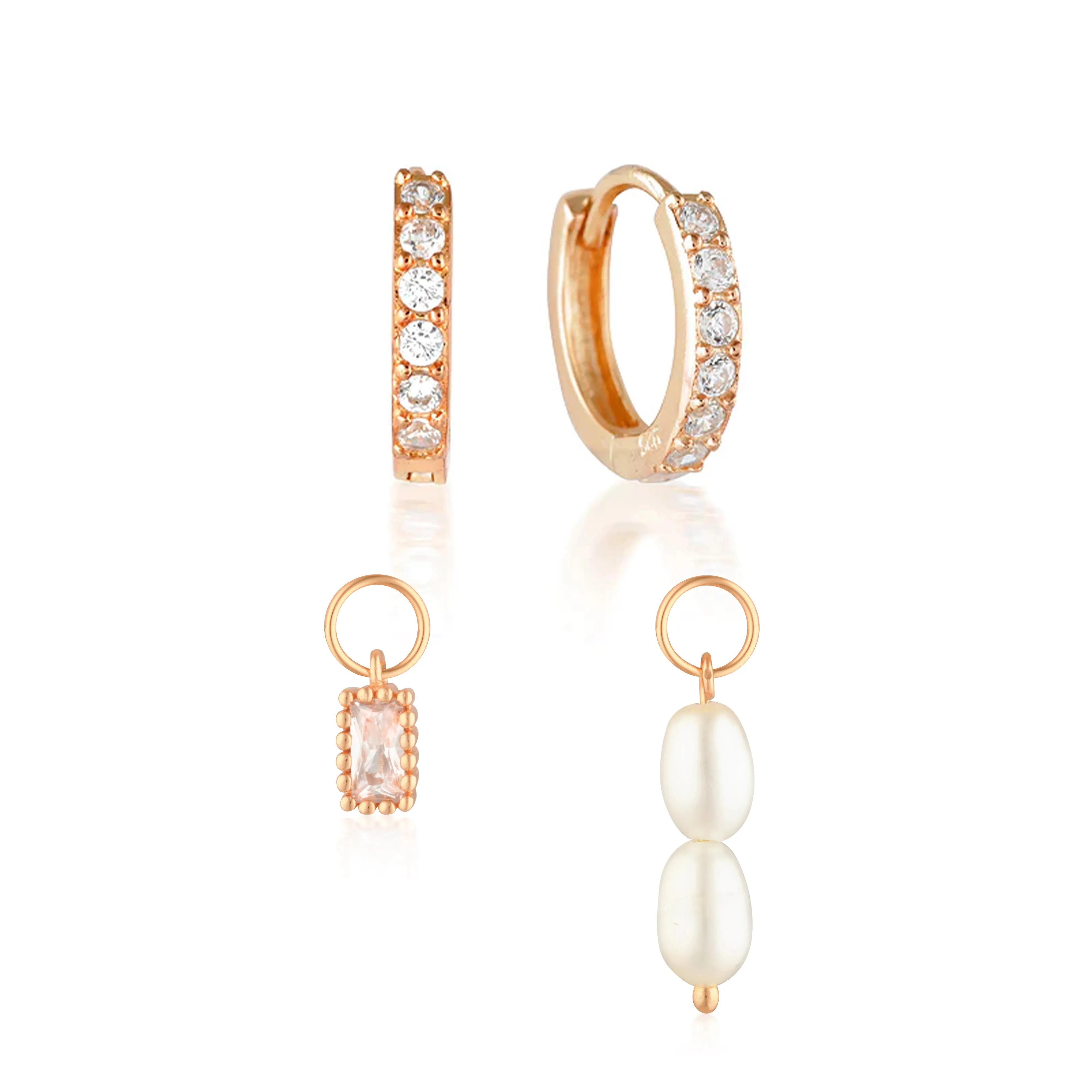 Build Your Earring Set Jet Rose Gold