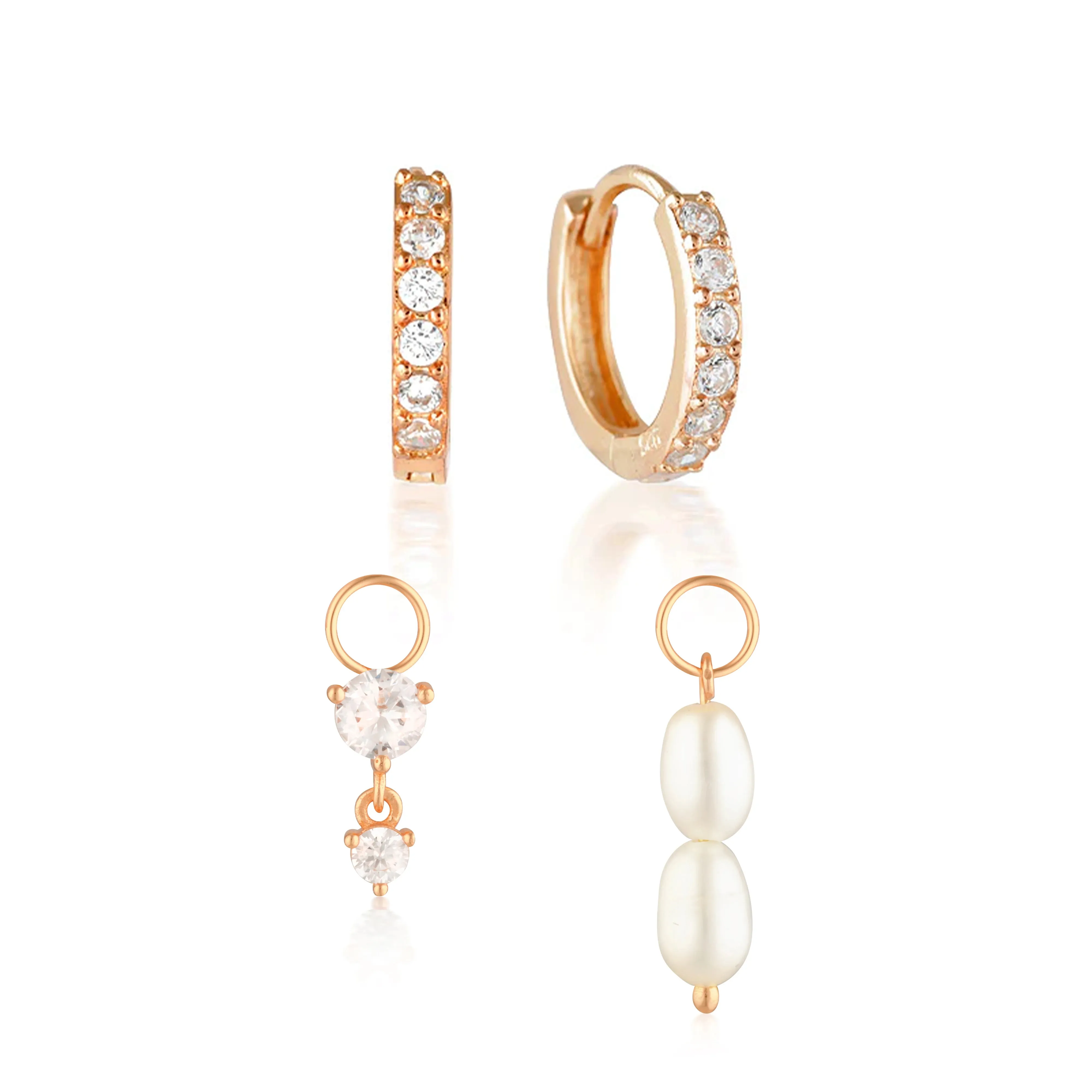 Build Your Earring Set Jet Rose Gold