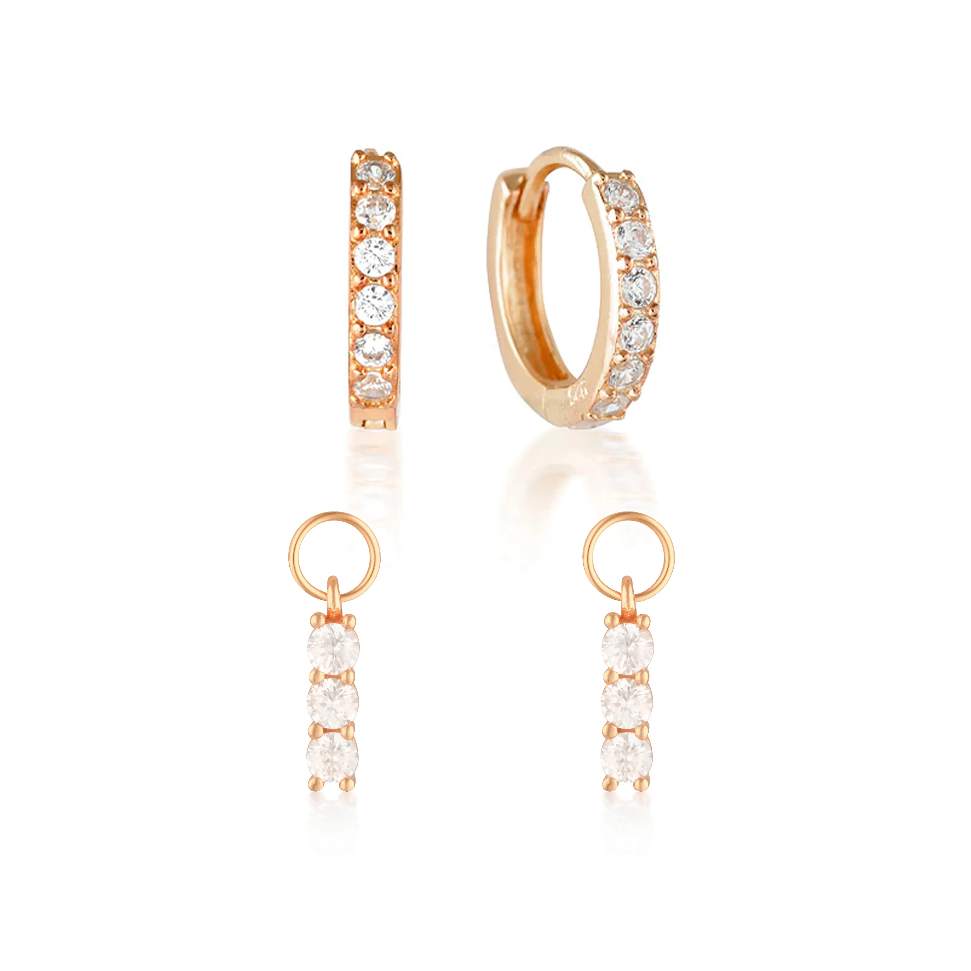 Build Your Earring Set Jet Rose Gold