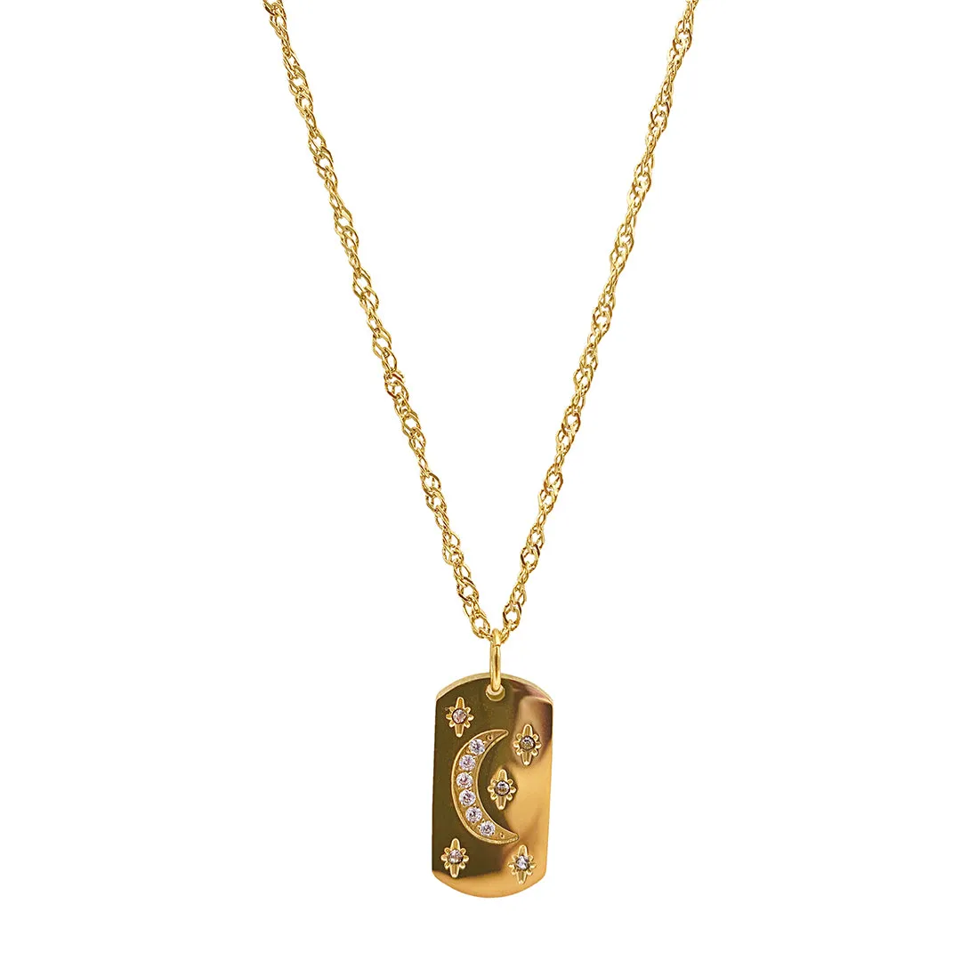 Celestial Tag Necklace gold