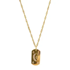 Celestial Tag Necklace gold