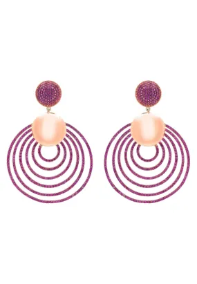 Descending Circles Drop Earrings Rosegold Ruby