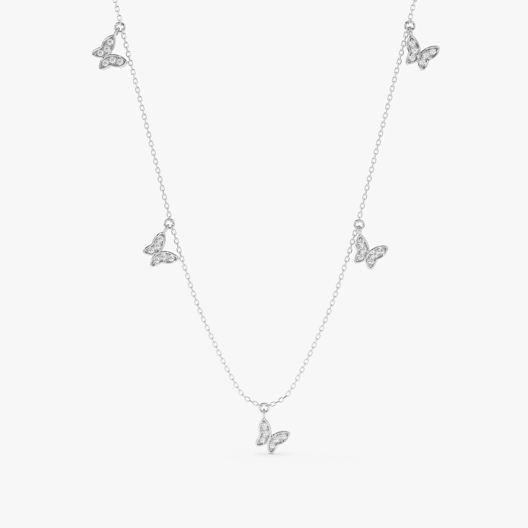 Diamond Butterfly Drop Necklace, Phoebe