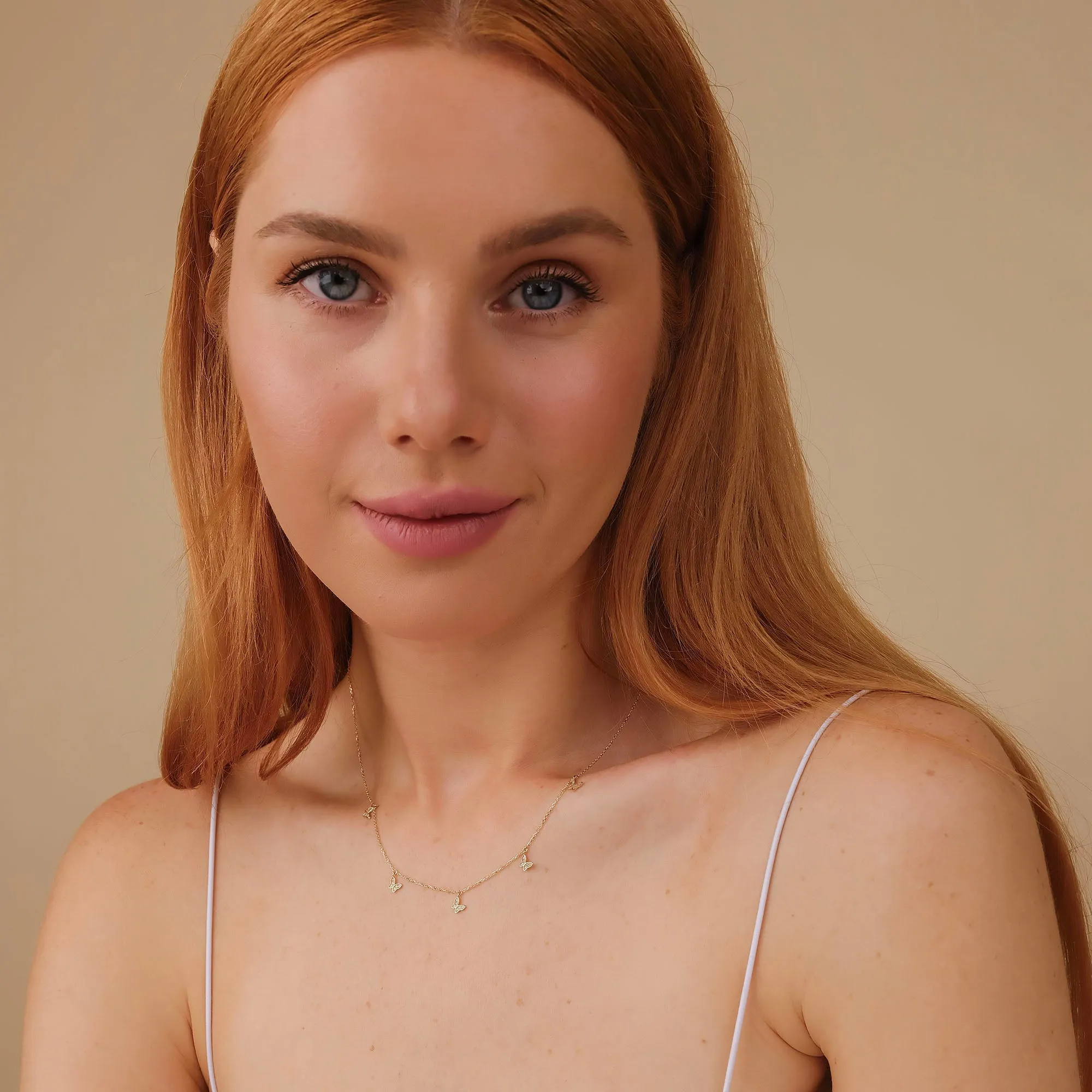 Diamond Butterfly Drop Necklace, Phoebe