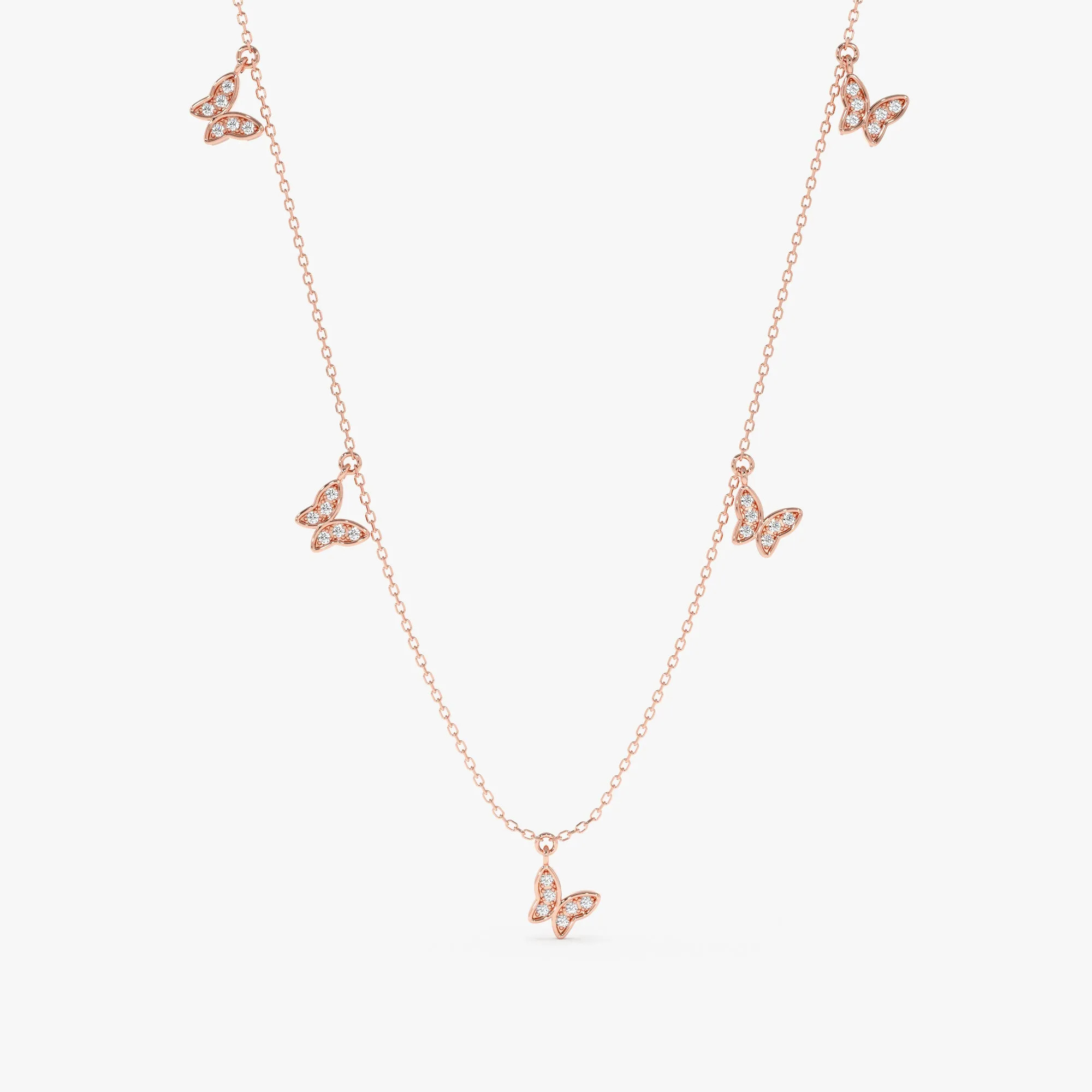 Diamond Butterfly Drop Necklace, Phoebe
