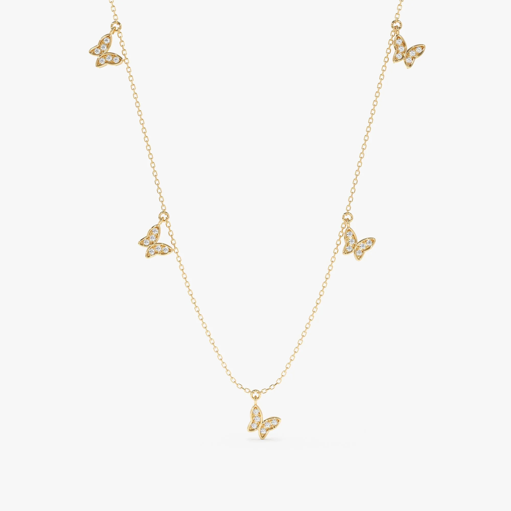 Diamond Butterfly Drop Necklace, Phoebe