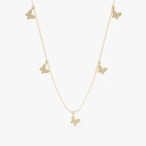Diamond Butterfly Drop Necklace, Phoebe