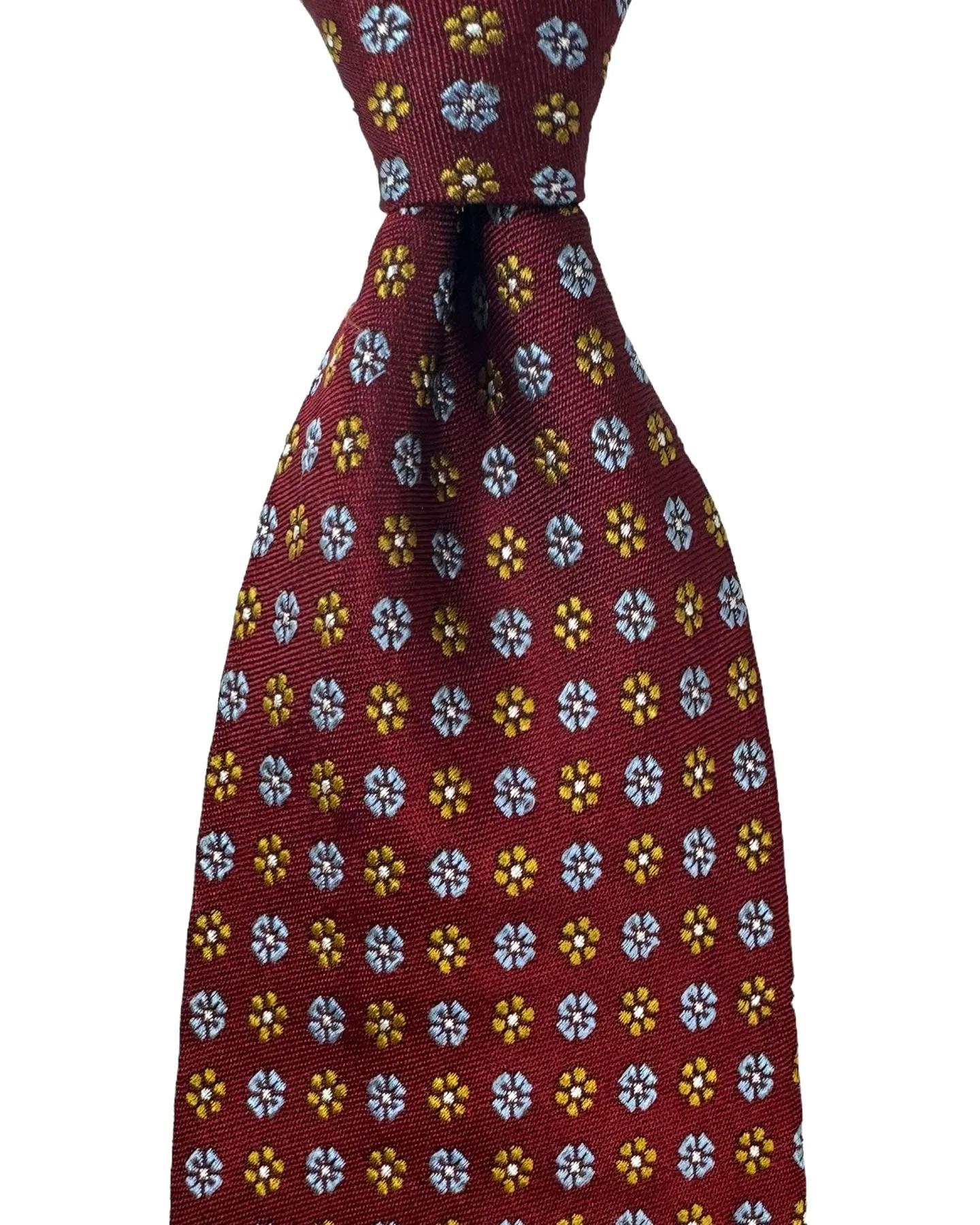 E. Marinella Tie Maroon Blue Olive Mini Flowers Design - Vintage