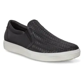 Ecco Soft 7 Woven Black Leather Slip-On (Women's)