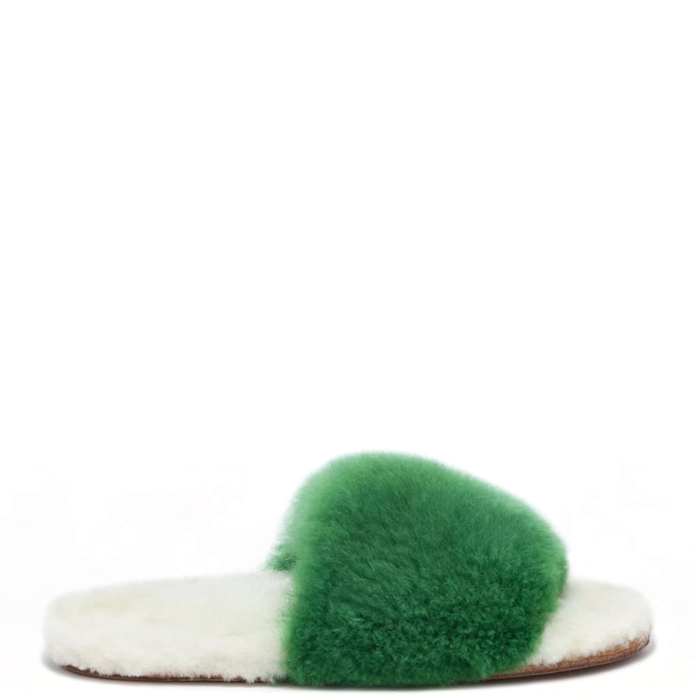 ETHICALLY AND CRUELTY FREE ALPACA SLIDER IN GREEN/WHITE