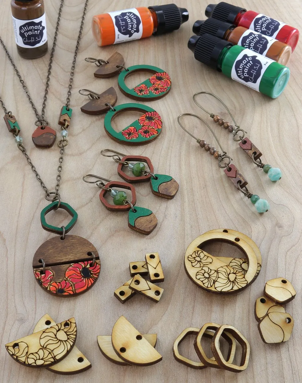 Geometric Poppies, Jewelry Pop Outs (1 panel, 16pcs/ea)