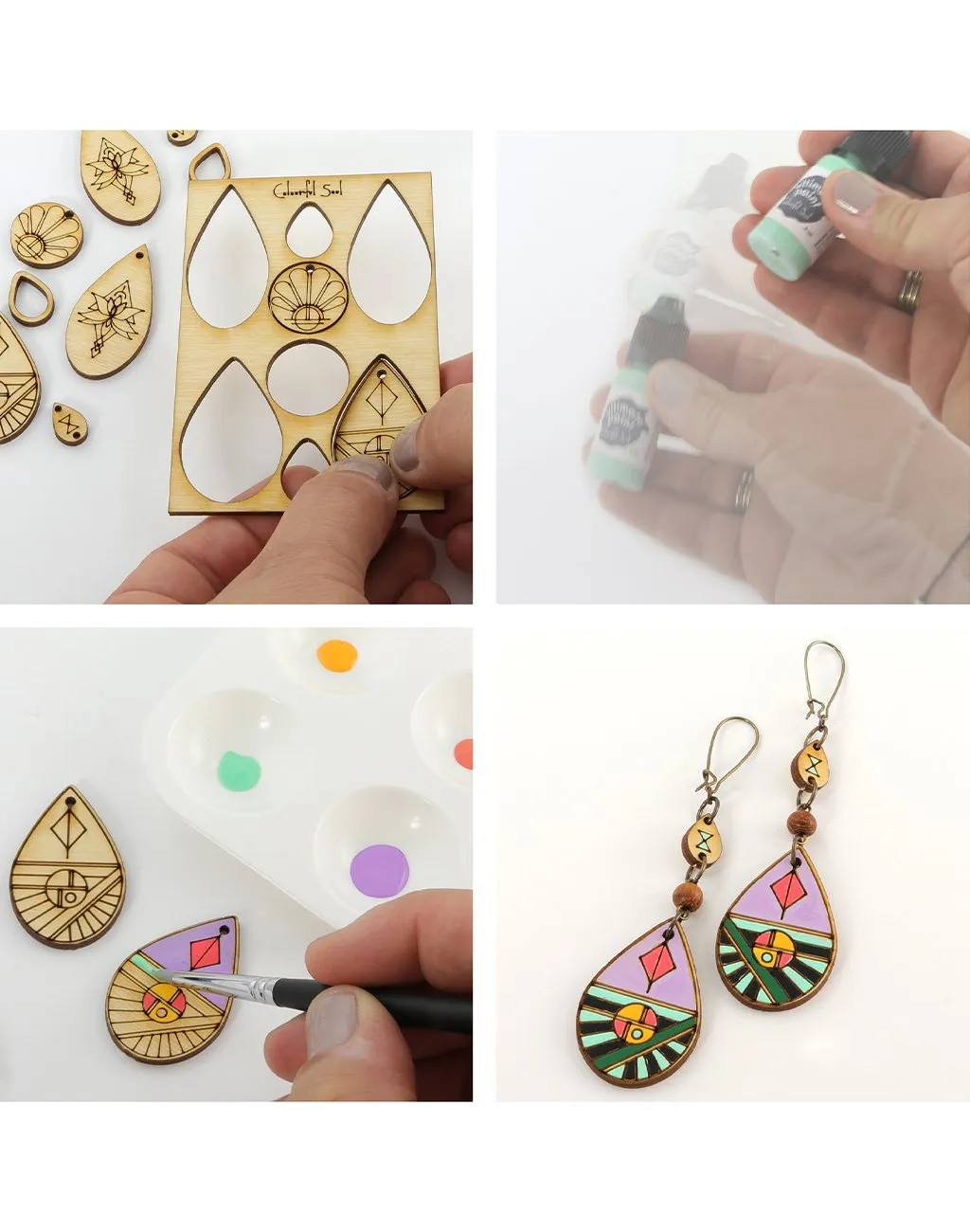 Geometric Poppies, Jewelry Pop Outs (1 panel, 16pcs/ea)