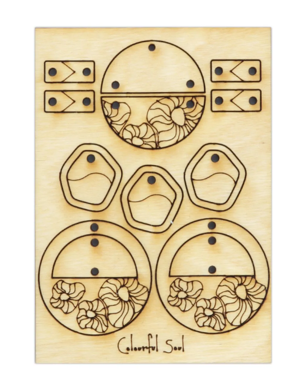 Geometric Poppies, Jewelry Pop Outs (1 panel, 16pcs/ea)