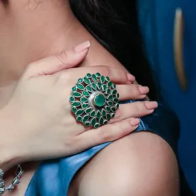 Green Spinel Stone Ring