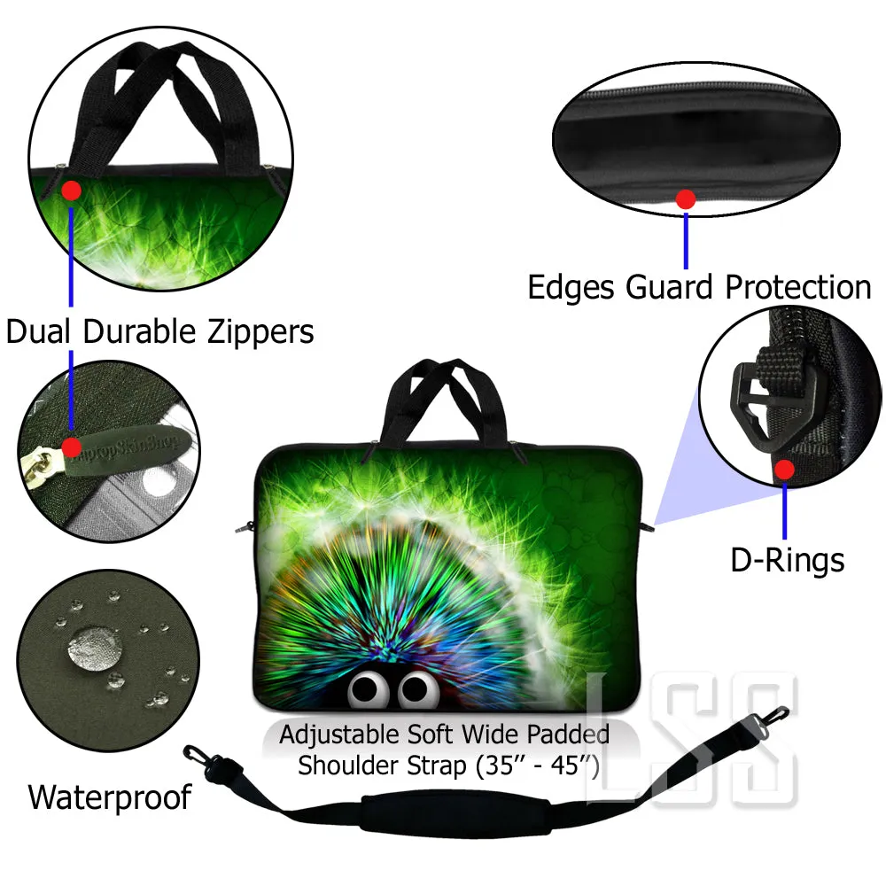 Laptop Notebook Sleeve Carrying Case with Carry Handle and Shoulder Strap - Hedgehog
