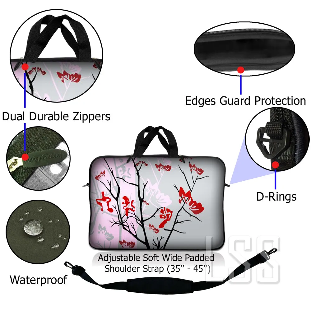 Laptop Notebook Sleeve Carrying Case with Carry Handle and Shoulder Strap - Pink Gray