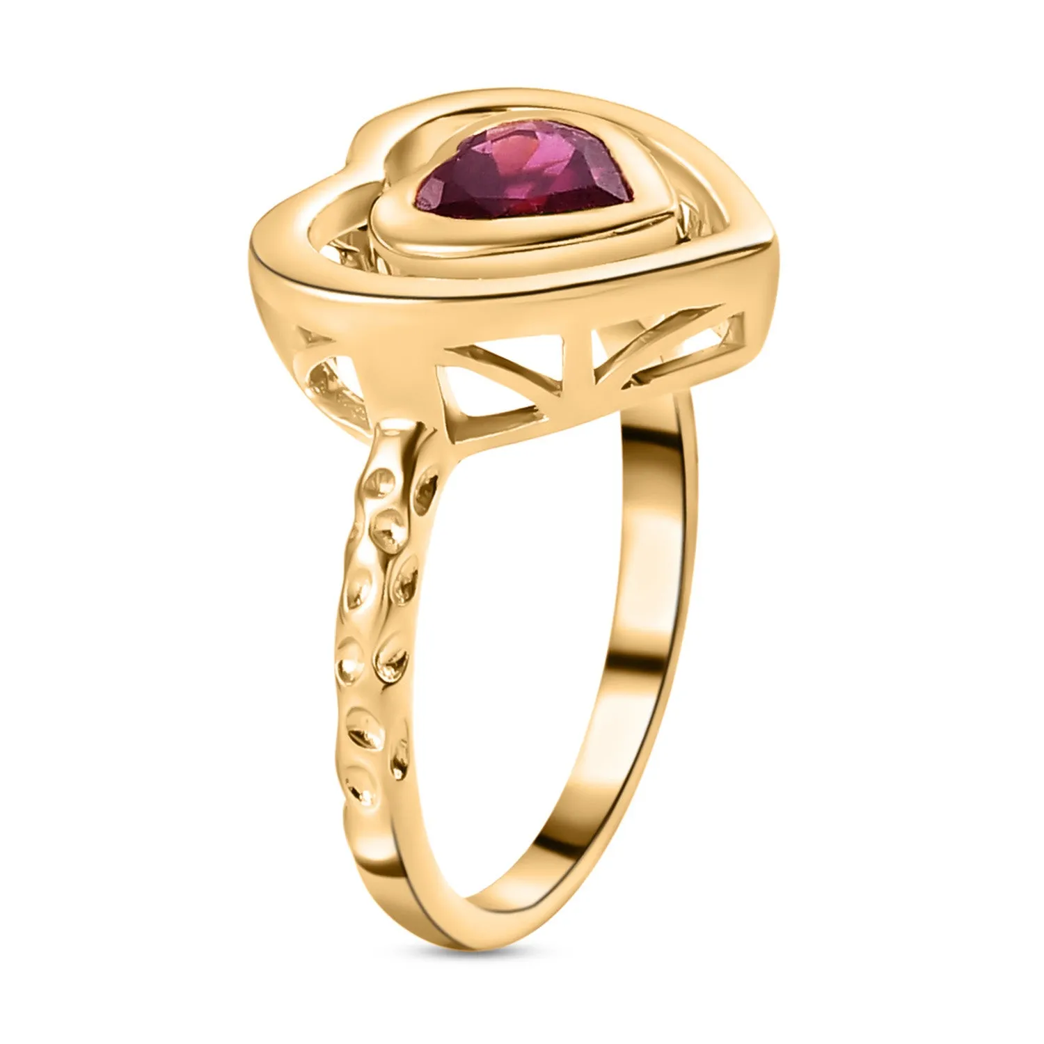 Lattice Heart Solitaire Ring with Garnet