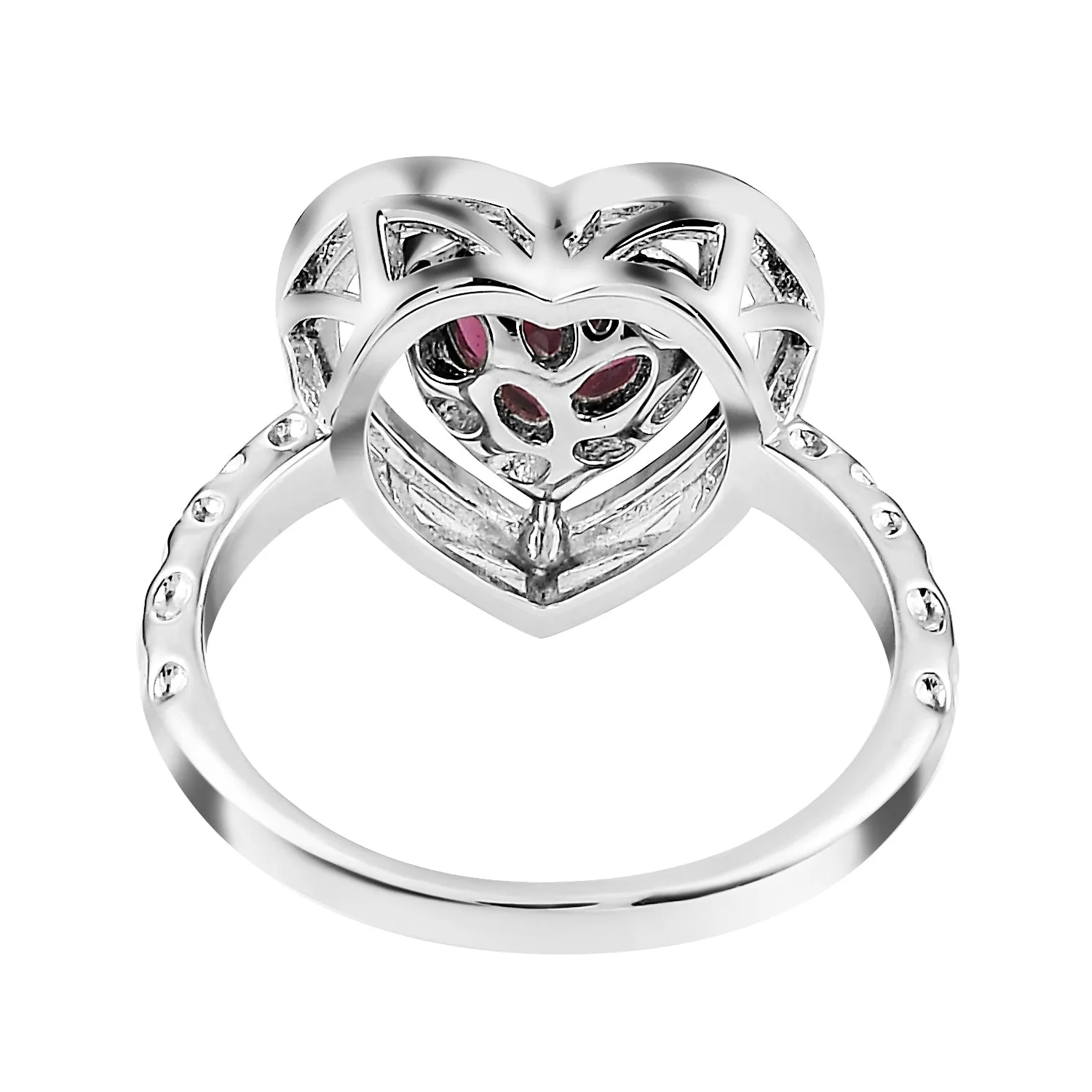 Lattice Heart Solitaire Ring with Garnet
