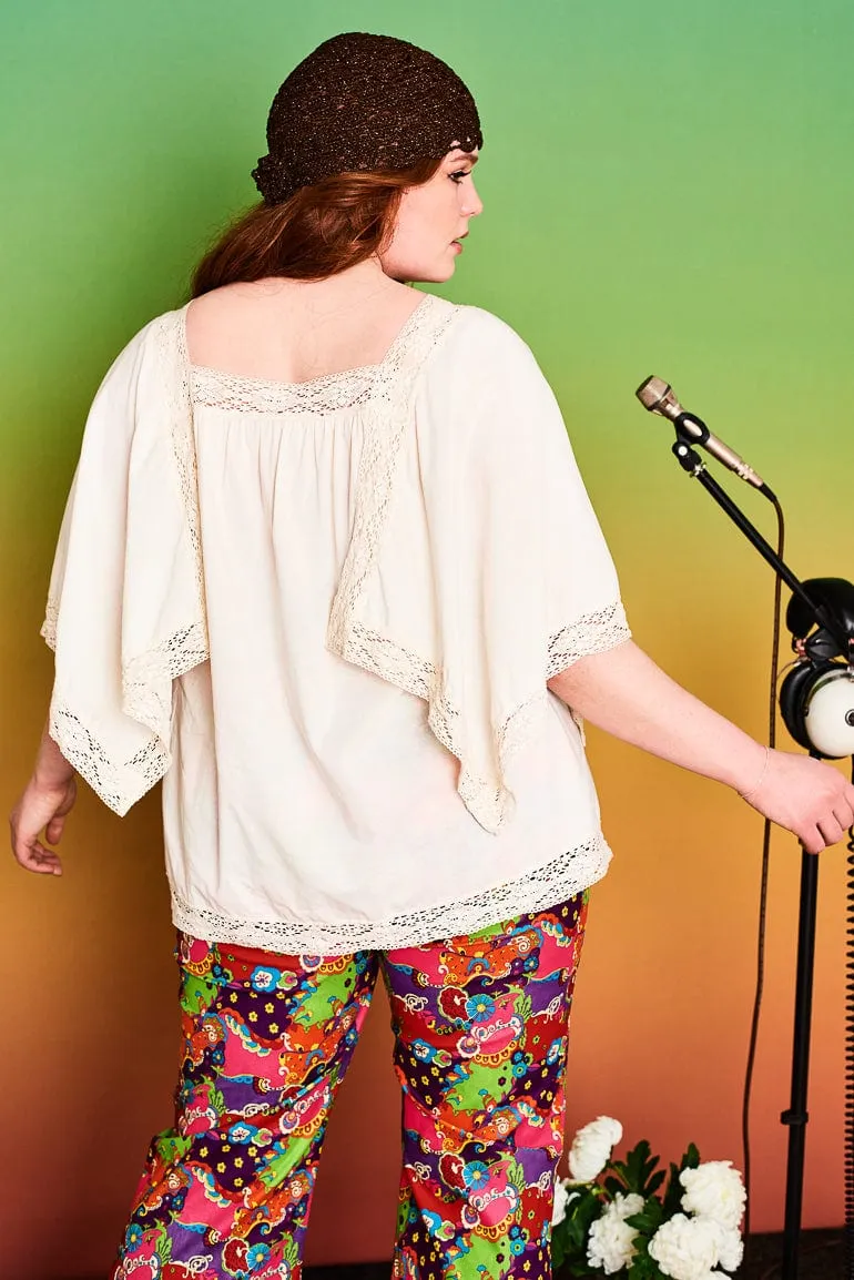 Lucille Cream Hanky Hem Top - SSA428 (UK 14-24)
