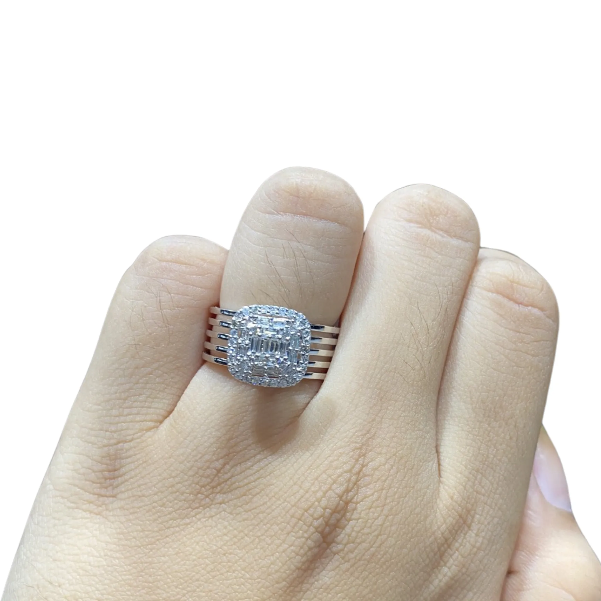 #LVNA2024 |  Classic Cushion Baguette Caged Statement Diamond Ring 14kt