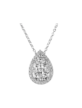 'Marilyn' Pear Shaped Halo Diamond Necklace, 1.40 CT
