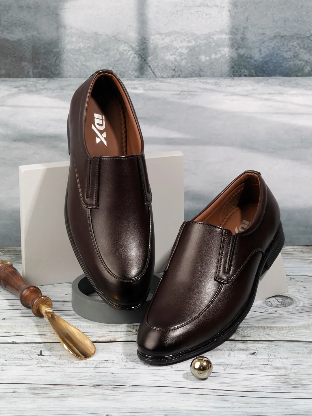 Men's Brown Round Toe Slip On Formal (IX1077)