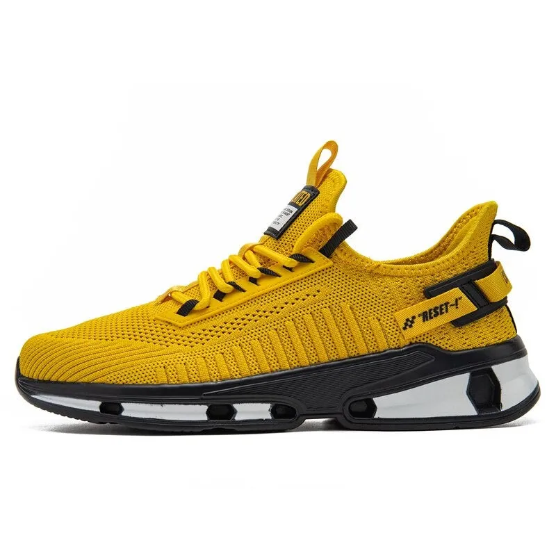 Men's Mesh Round Toe Lace-up Closure Patchwork Anti-Slip Sneakers