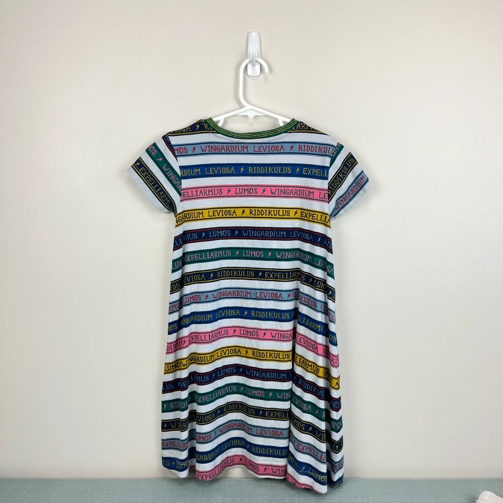 Mini Boden Harry Potter Charms Class Jersey Dress Mist Blue Spell Stripe 7-8