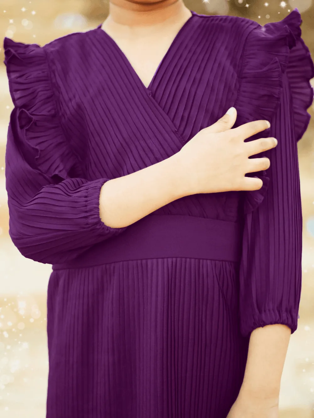 Mini Frilly Pleated Dress In Purple