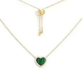 Mini Malachite Heart Adjustable Necklace
