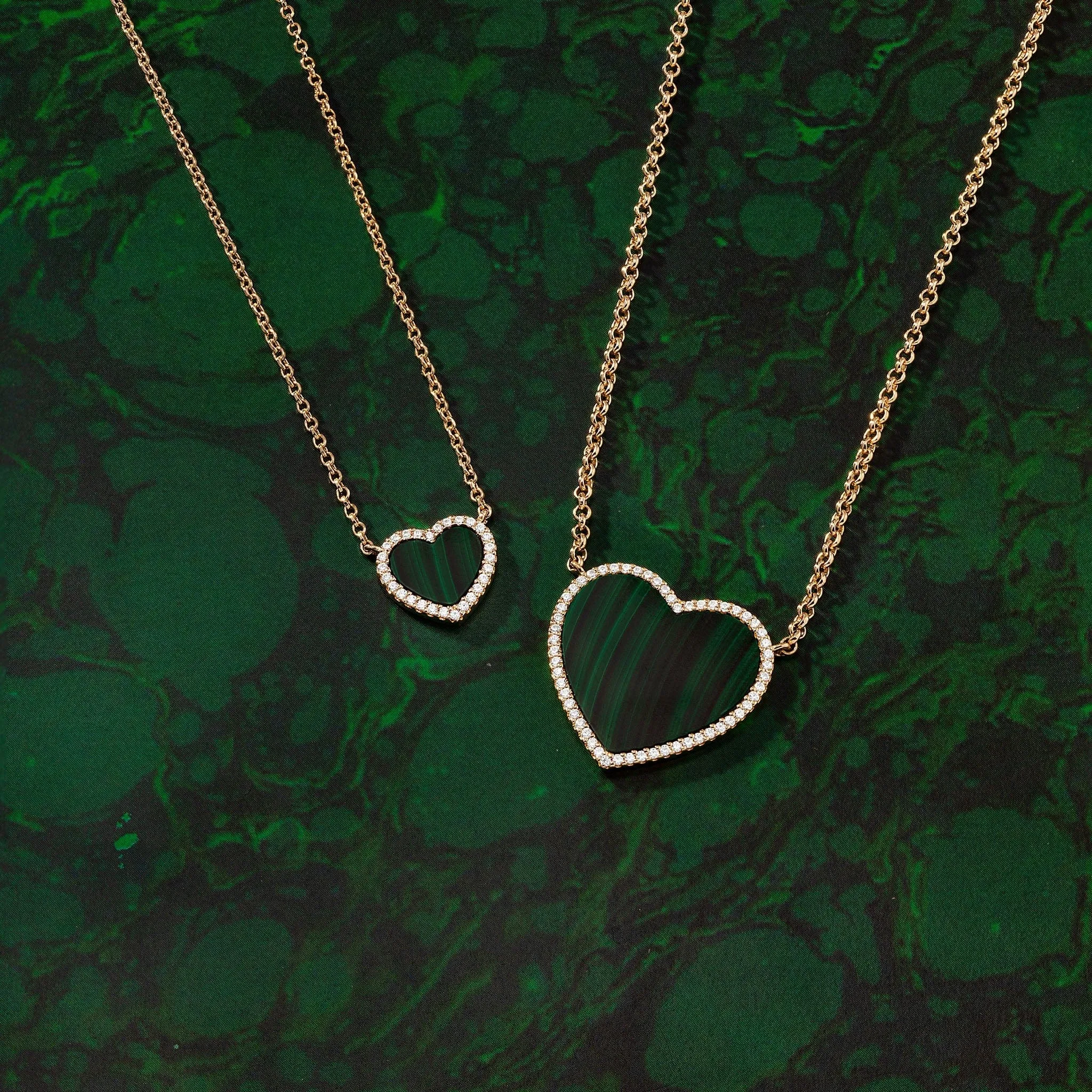 Mini Malachite Heart Adjustable Necklace