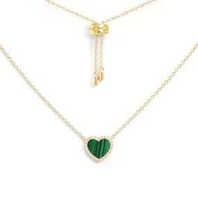 Mini Malachite Heart Adjustable Necklace