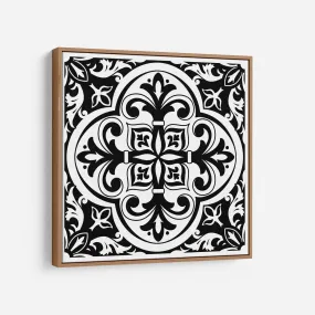 Modern Black and White Tile Kitchen Wall art - Modern Farmhouse Wooden Framed Canvas