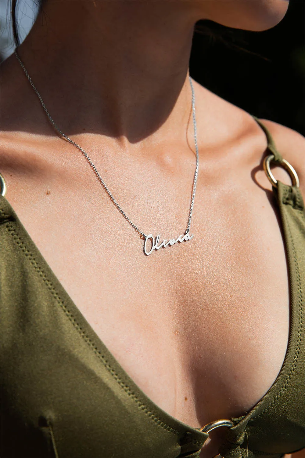 Name Necklace Italics Silver