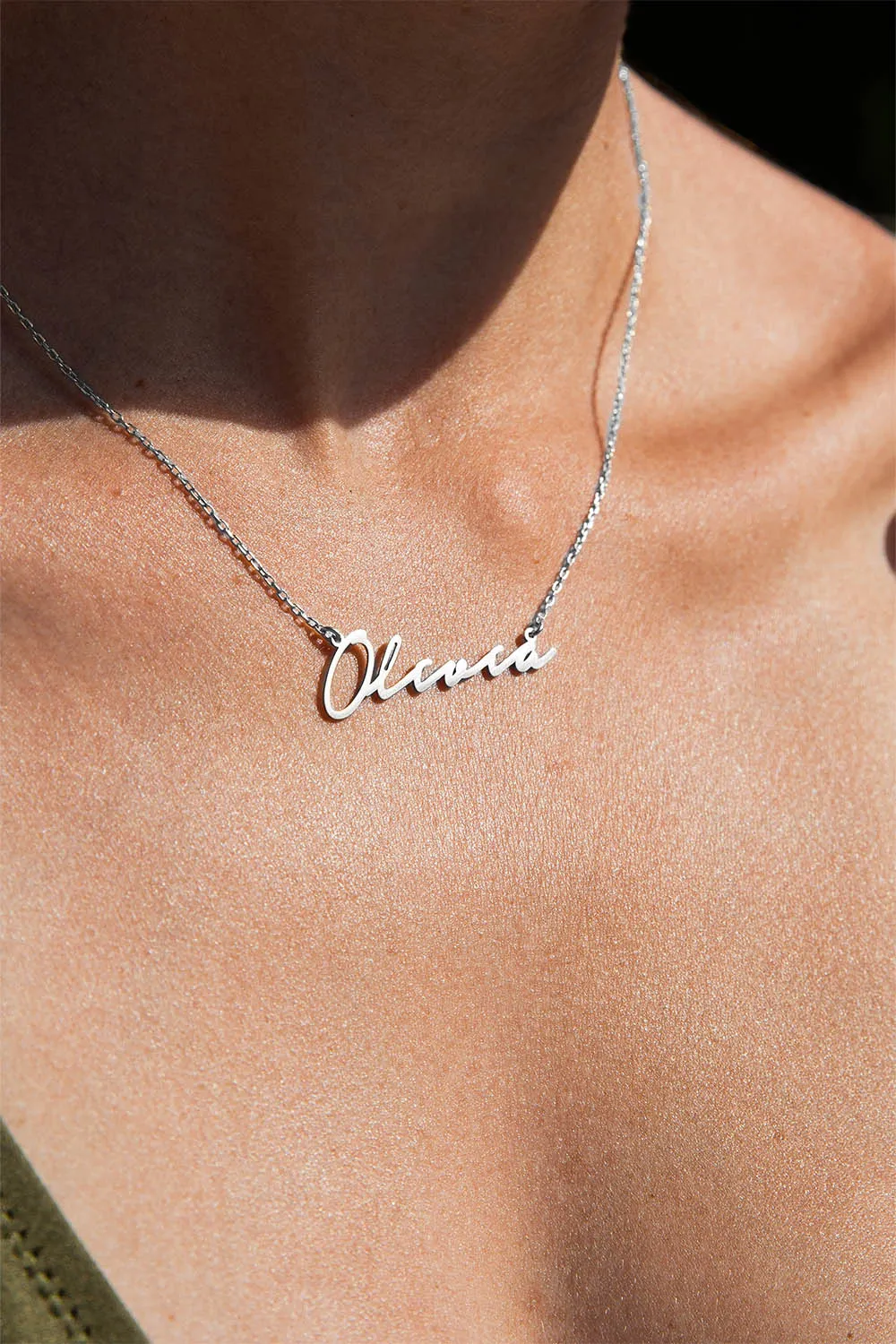 Name Necklace Italics Silver