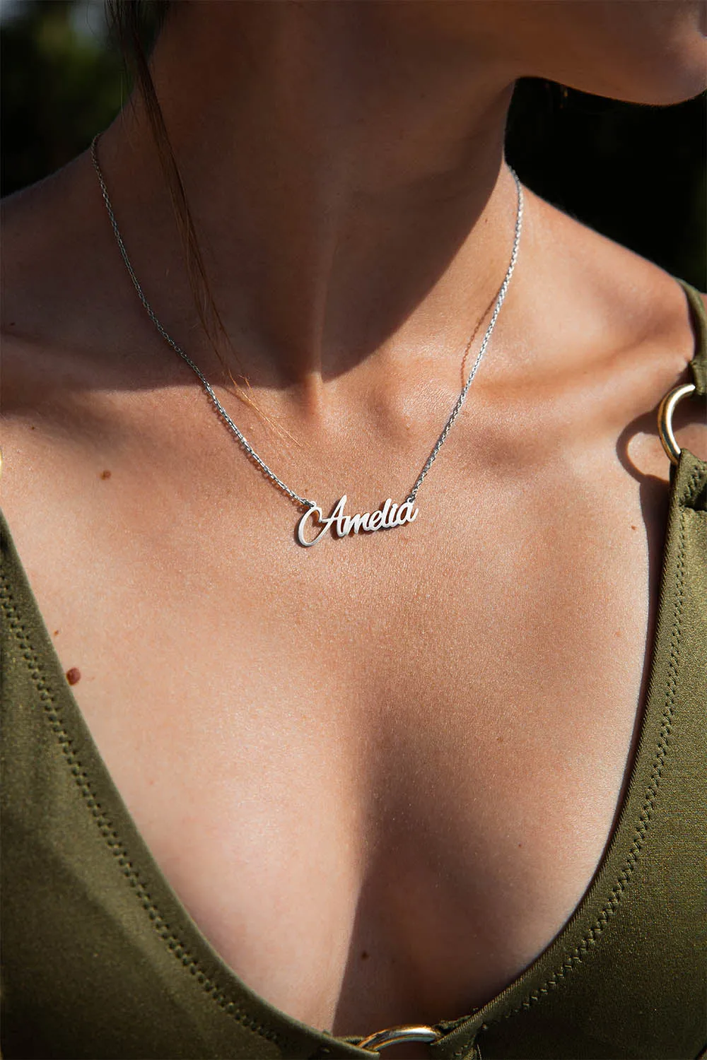 Name Necklace Script Silver