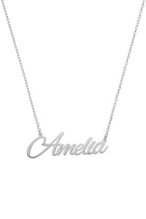Name Necklace Script Silver