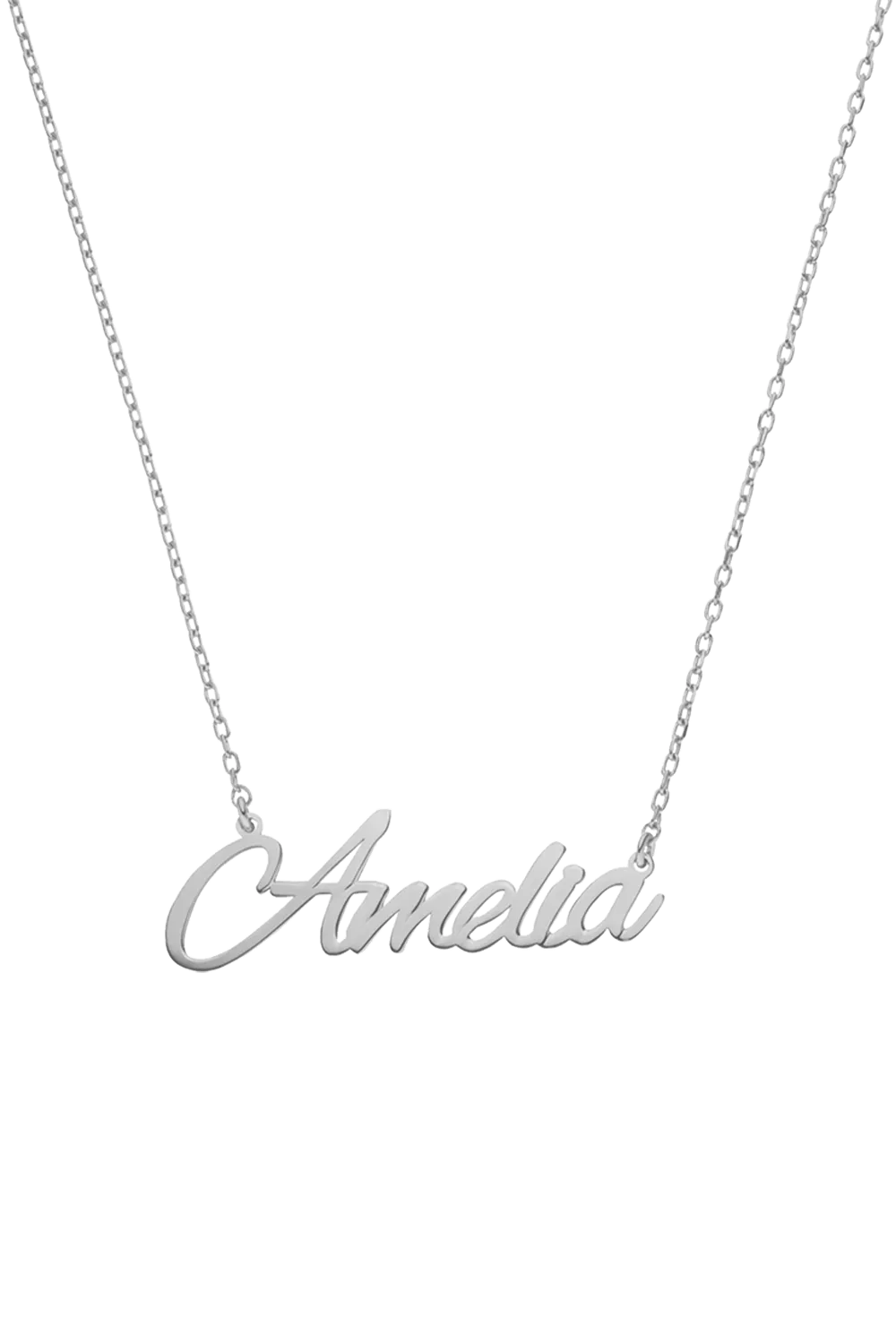 Name Necklace Script Silver
