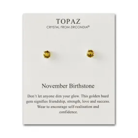 November (Topaz) Birthstone Earrings Created with Zircondia® Crystals