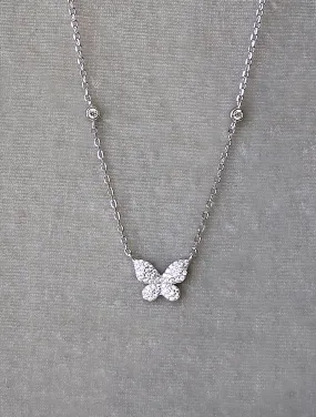 Pave Simulated Diamond BUTTERFLY Necklace
