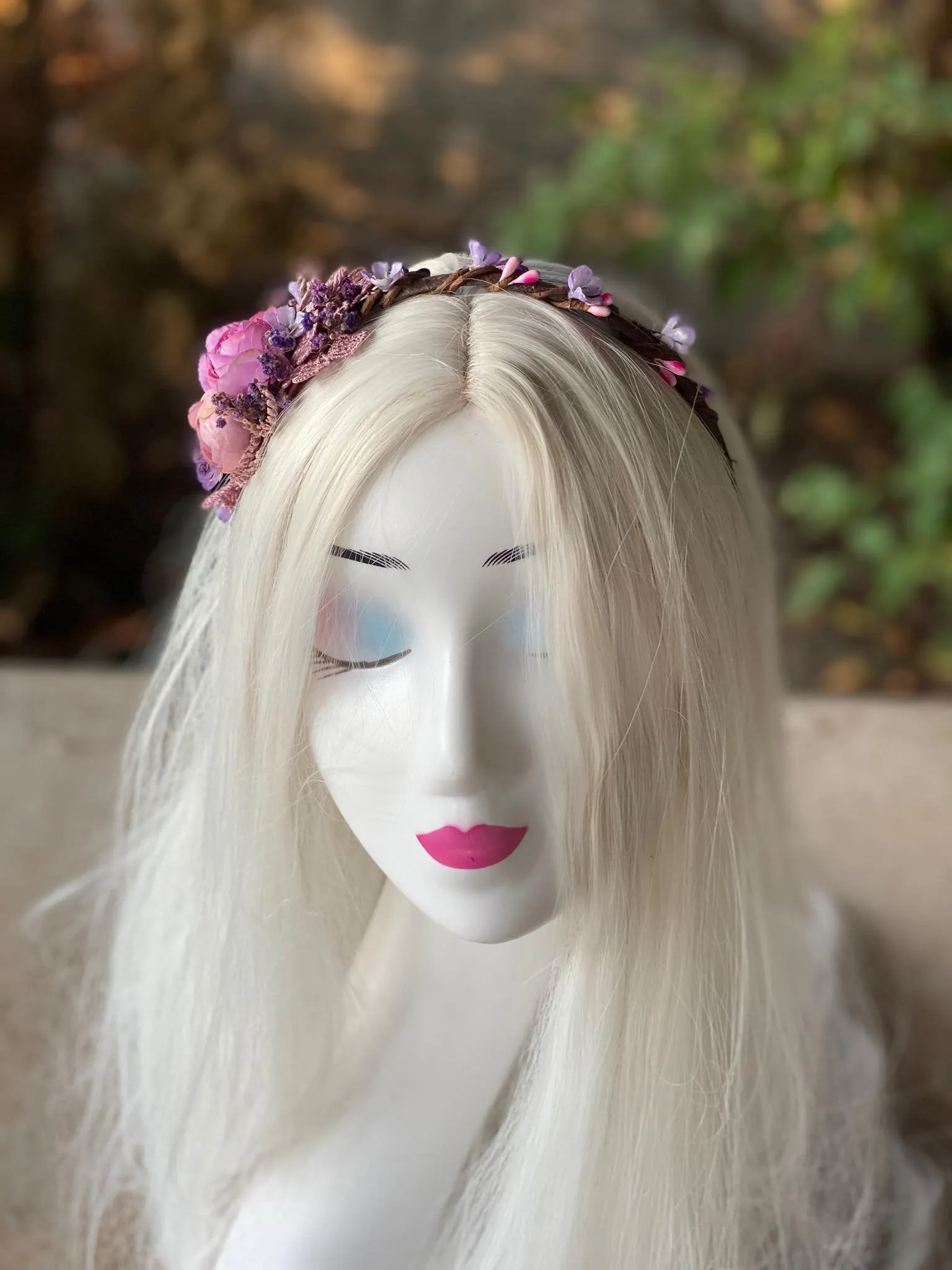 Purple flower headband Wedding flower hairband Bridal accessories Violet headband for bride Magaela accessories Bridal headband Headpiece