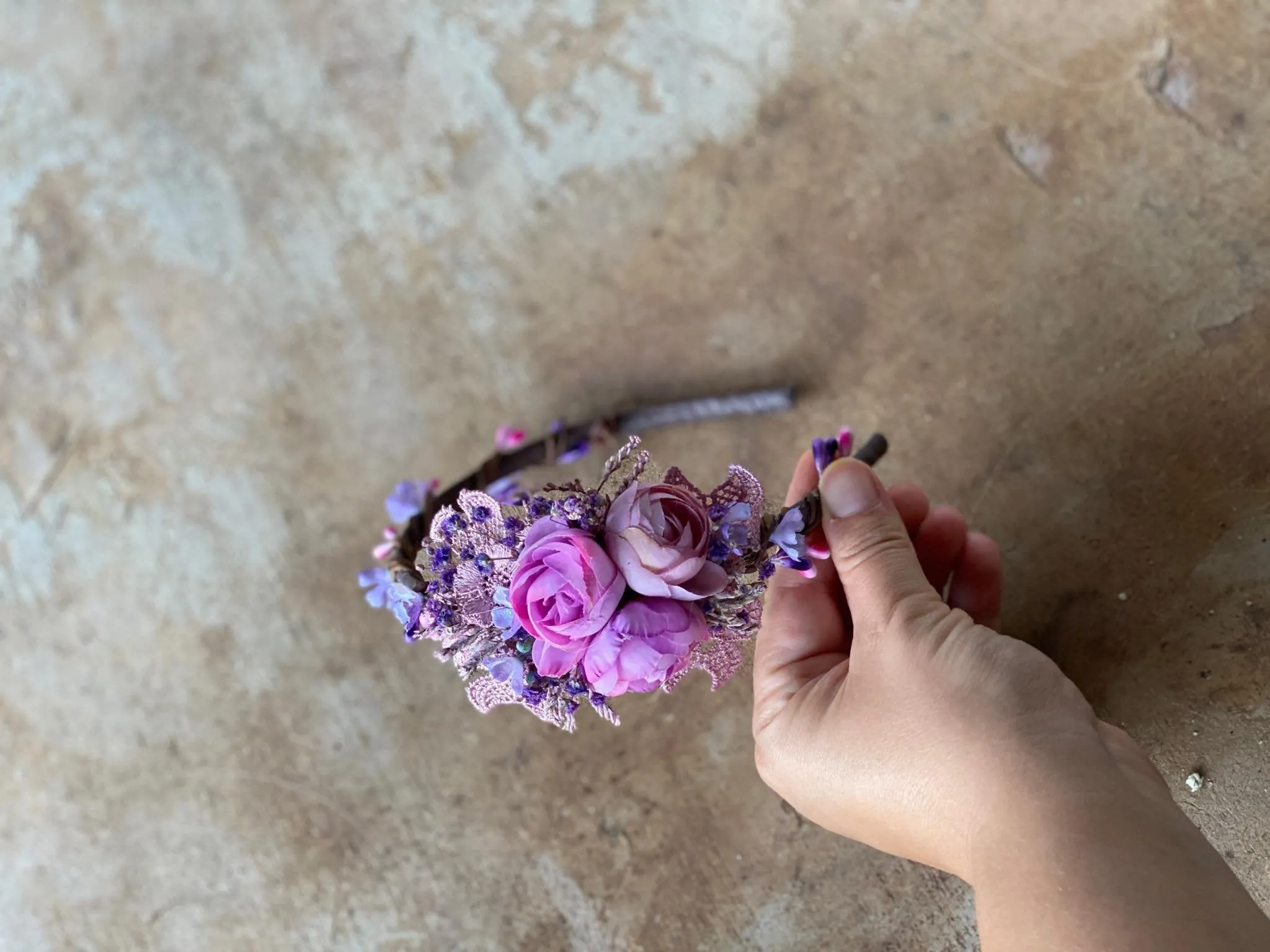 Purple flower headband Wedding flower hairband Bridal accessories Violet headband for bride Magaela accessories Bridal headband Headpiece