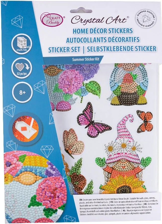 "Summer" Crystal Art Wall Sticker Sheets Bumper Kit Set of 5