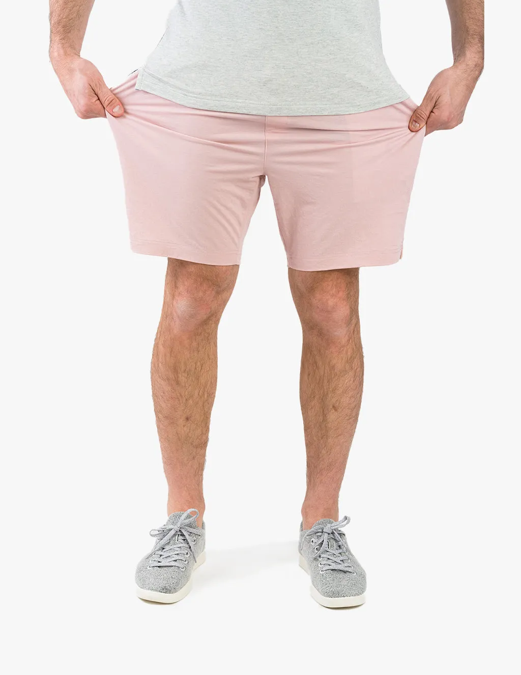 RED KNIT CANVAS SHORTS