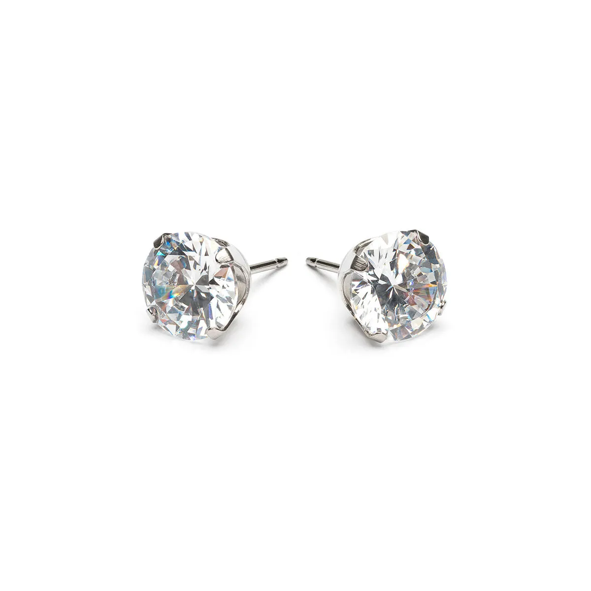 Round Crystal 8mm Stud Earrings